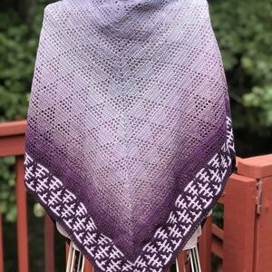 Purple Mosaic Trees Shawl